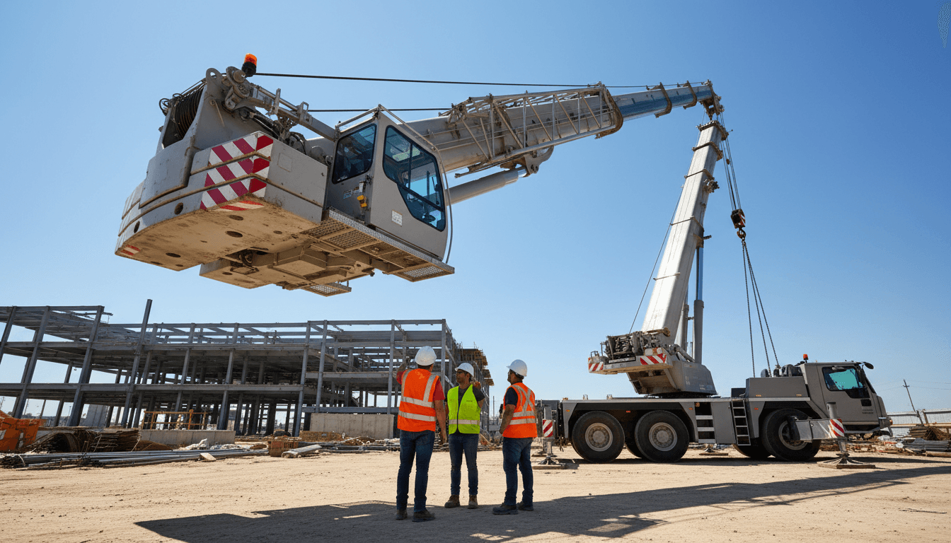 Telehandler moving material on a job site