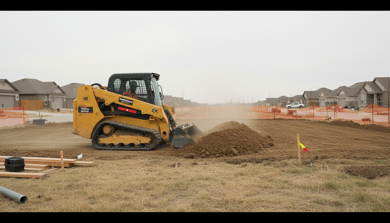 Aerial lift and telehandler equipment on an industrial construction site